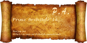 Prusz Archibáld névjegykártya